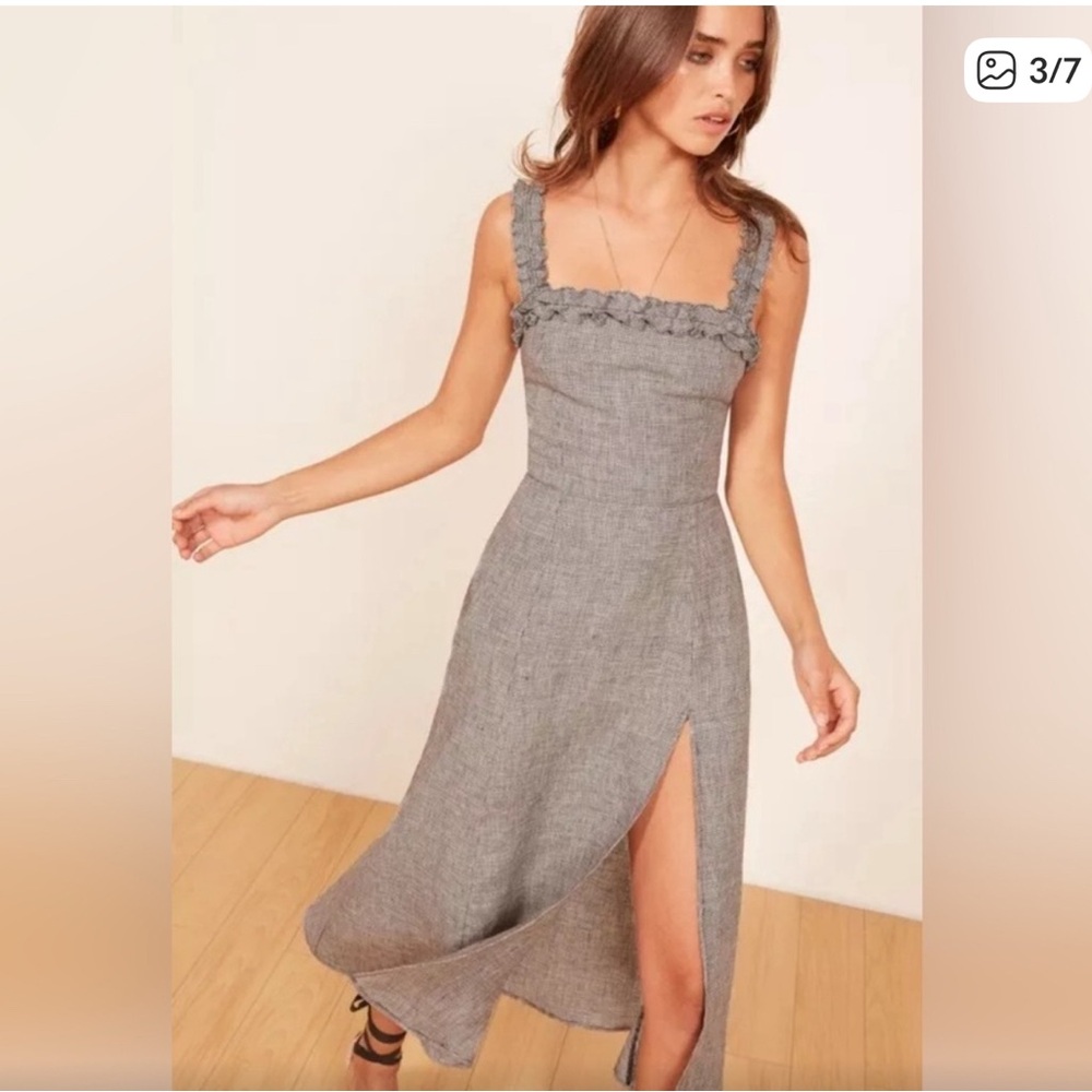 Reformation Gray Midi Dress with Slit